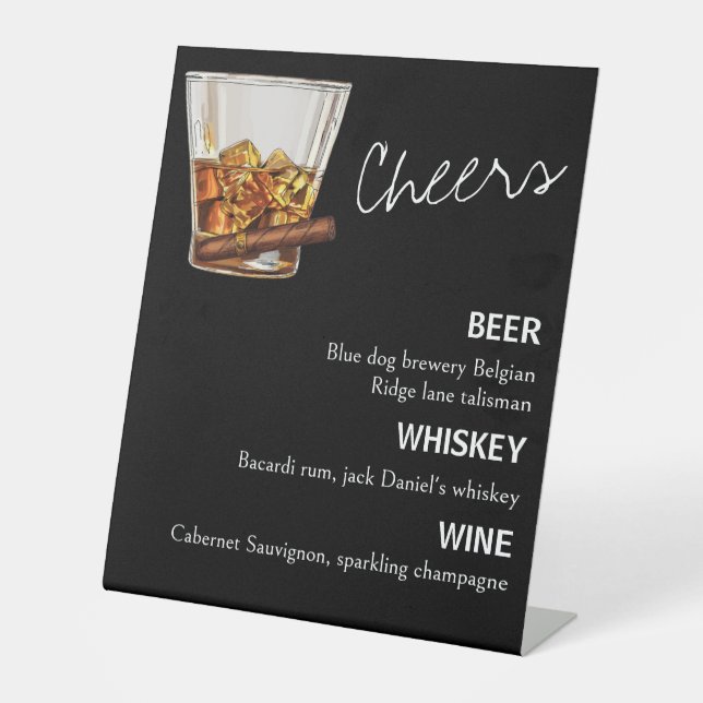 Signe De Table Menu de boissons amusant pour enterrement de vie d (Recto)
