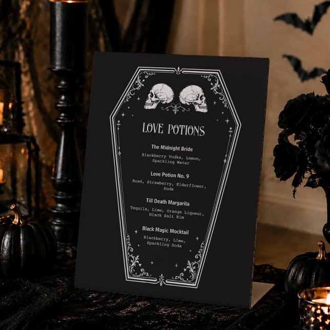 Signe De Table Menu de boissons de bar de mariage gothique Hallow (Créateur téléchargé)