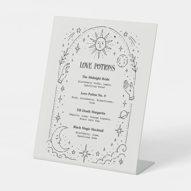 Signe De Table Menu de Boissons pour le Mariage Céleste (Recto)