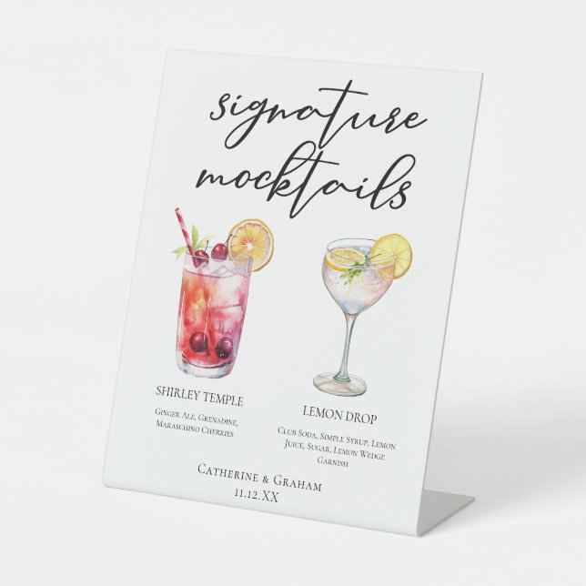 Signe De Table Menu de boissons sans alcool Shirley Temple Lemon  (Recto)