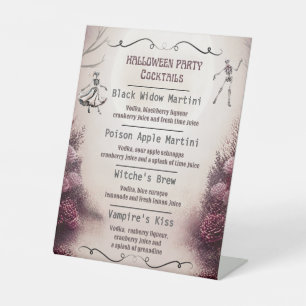 Signe De Table Menu de cocktails Halloween de danse de squelettes