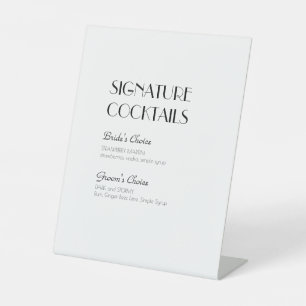 Signe De Table Menu de cocktails minimaliste Mariage Art déco mod