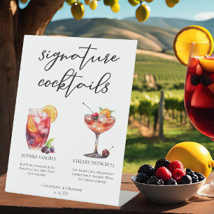 Signe De Table Menu de cocktails signature de mariage fruité