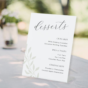 Signe De Table Menu de desserts de mariage à la verdure de sauge