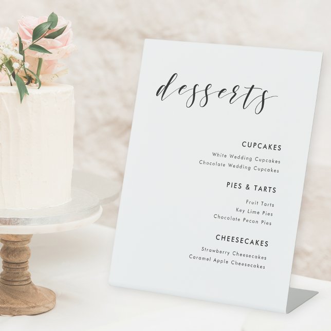 Signe De Table Menu de desserts de mariage en calligraphie modern (Créateur téléchargé)