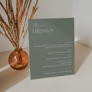 Signe De Table Menu de la barre de boissons du Mariage SAGE