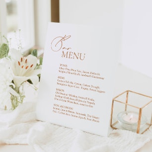 Signe De Table Menu de la barre de Mariage minimaliste moderne