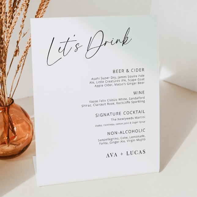 Signe De Table Menu de la barre de Mariage minimaliste moderne (Créateur téléchargé)