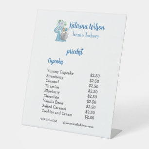 Signe De Table Menu de la boulangerie Blue Flower Mixer Business