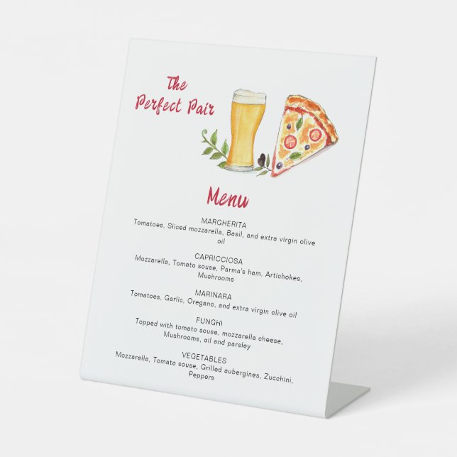 Signe De Table Menu de la fête de la bière et de la pizza (Recto)