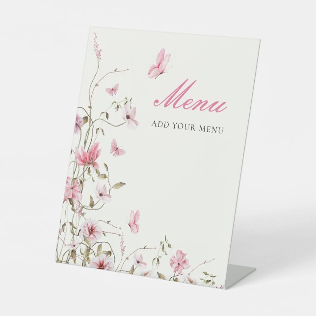Signe De Table Menu de la fête de mariage papillons à vie (Recto)