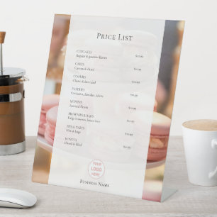Signe De Table Menu de liste de prix de boulangerie personnalisé