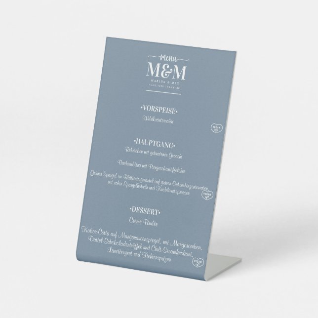 Signe De Table Menu de mariage Dusty Blue 01 Culot (Recto)