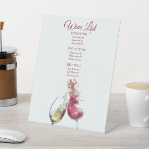 Signe De Table Menu de mariage élégant danse vin rouge blanc