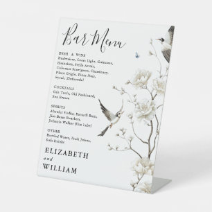 Signe De Table Menu de mariage élégant et moderne de bar à fleurs