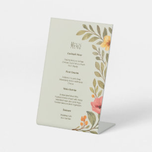 Signe De Table Menu de mariage floral botanique d'automne vibrant