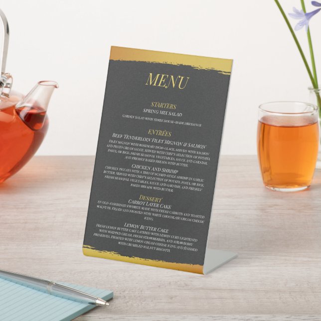 Signe De Table Menu de mariage Midnight Gold (In SItu)
