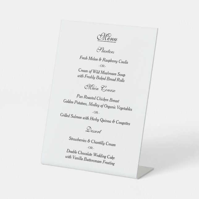Signe De Table Menu de mariage personnalisé élégant (Recto)