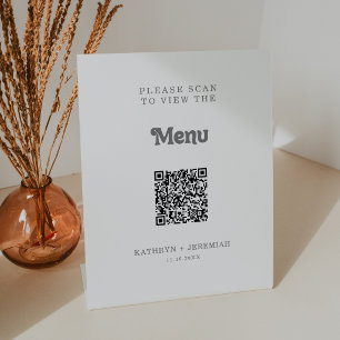 Signe De Table Menu de mariage simple et formel avec QR Code