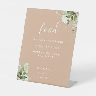 Signe De Table Menu de nourriture de verdure florale marron moder