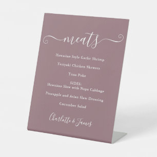 Signe De Table Menu de nourriture écriture signature mauve