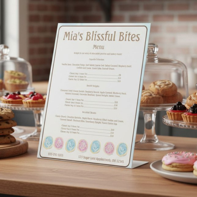 Signe De Table Menu de prix de boulangerie de biscuits au sucre g (Créateur téléchargé)
