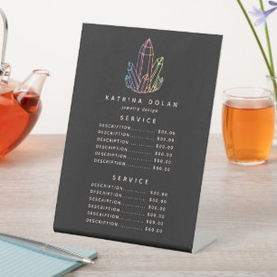 Signe De Table Menu de prix du service de cristal de quartz arc-e
