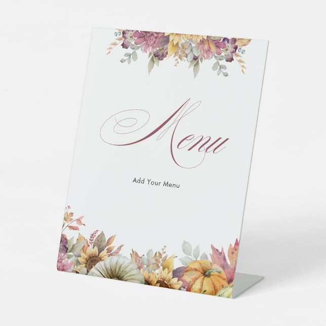 Signe De Table Menu de Réception de Mariage Tombez Amoureux (Recto)