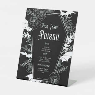 Signe De Table Menu de table de bar de mariage gothique sombre et