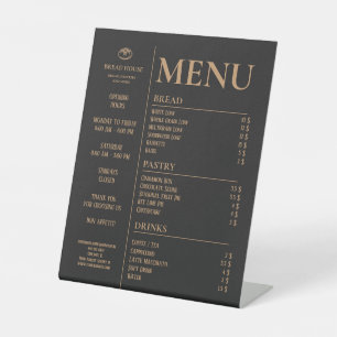 Signe De Table Menu de table de petit café de boulangerie