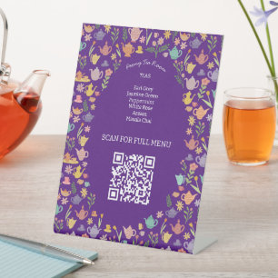 Signe De Table Menu de thé Code QR personnalisé couleur mignonne