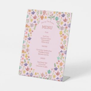 Signe De Table Menu de thé mignon personnalisé COLORÉ