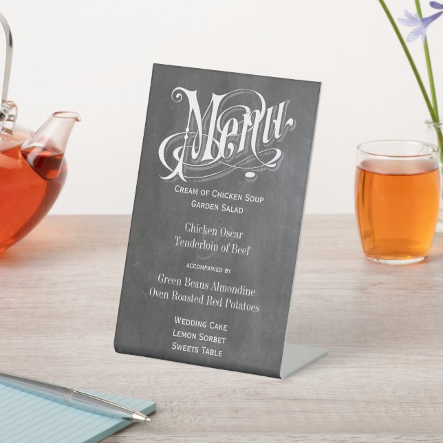 Signe De Table Menu de typographie rétro style tableau noir (In SItu)
