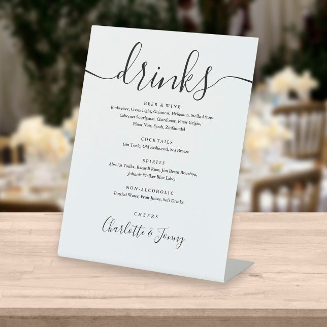 Signe De Table Menu des boissons à l'écriture noire et blanche Si (Créateur téléchargé)