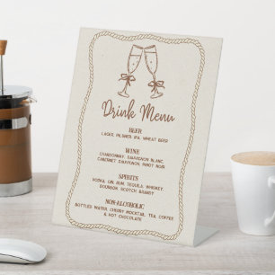 Signe De Table Menu des boissons de fête dans un cadre de corde r