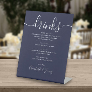Signe De Table Menu des boissons de mariage à l'écriture de signa
