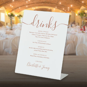 Signe De Table Menu des boissons de mariage écriture signature te
