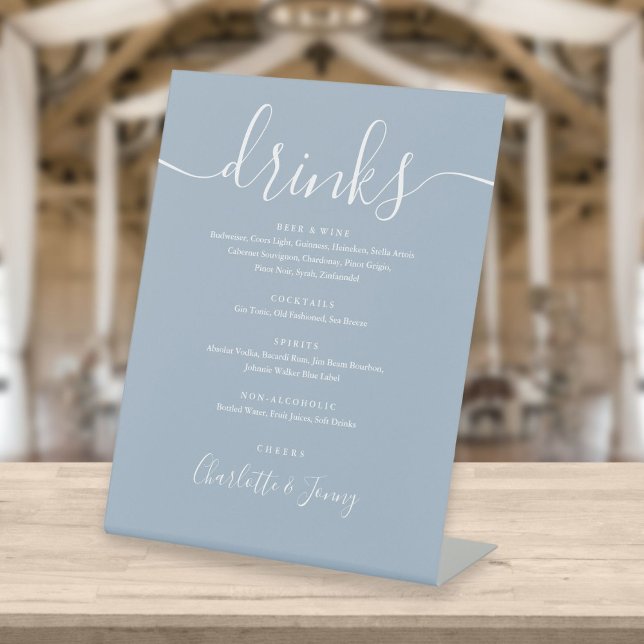 Signe De Table Menu des boissons de mariage en écriture signature (Créateur téléchargé)