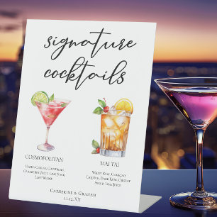 Signe De Table Menu des cocktails signatures Cosmopolitan Mai Tai