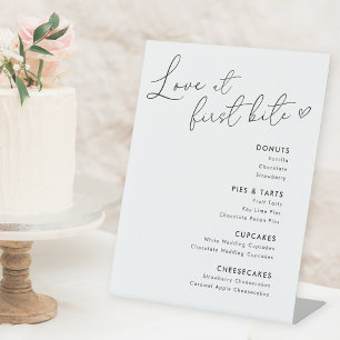Signe De Table Menu des desserts de calligraphie en forme de cœur