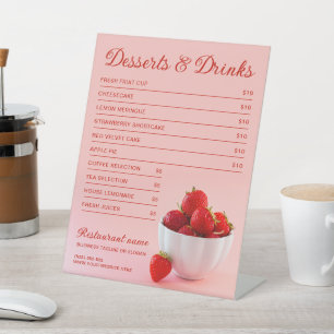 Signe De Table Menu des desserts et boissons du restaurant Red St
