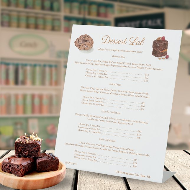 Signe De Table Menu des prix des biscuits brownie sucrés de la bo (Artistic Brownie & Cookie Price Sign: Charm Customers, Elevate Display, Delight Sweets!
)