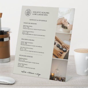 Signe De Table Menu des Services de Bien-être Holistique Beige Ne