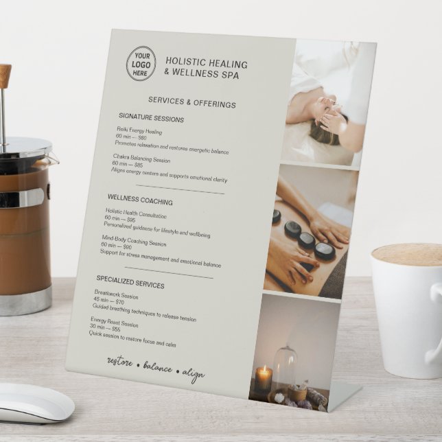 Signe De Table Menu des Services de Bien-être Holistique Beige Ne (In SItu)