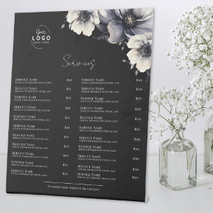 Signe De Table Menu des services Noir Blanc