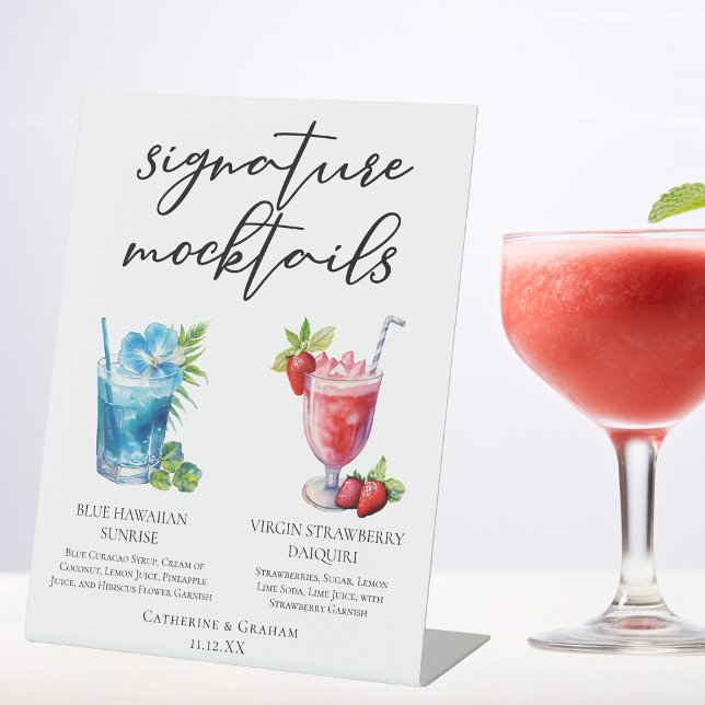 Signe De Table Menu d'été Mocktails Signature Plage (Créateur téléchargé)