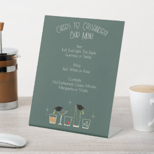 Signe De Table Menu du bar de la fête de fin d'études Cap Cocktai