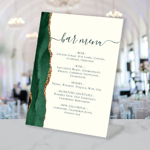 Signe De Table Menu du bar de mariage Émeraude Vert Or Agate Ivoi