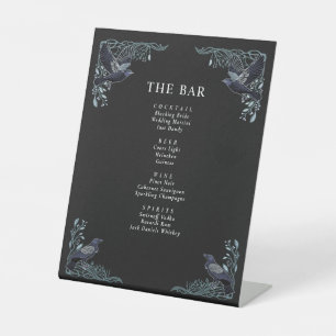 Signe De Table Menu du bar de mariage gothique corbeau enchanté a