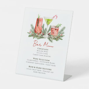 Signe De Table Menu du bar de mariage hivernal Fêtes Boissons
